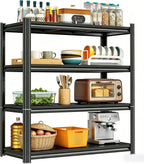 Kitchen Pantry Storage Shelves, 5-Tier Heavy Duty Metal Shelving Unit, Black Adjustable Deep Shelf Organizer for Pots, Pans, Food, and Pantry Items (4-35" W X 14" D X 44" H)