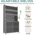 Anwick 73'' Tall Kitchen Pantry Storage Cabinet, Modern Buffet Cabinet with Hutch, BuffetCabinet with Microwave Stand, Kitchen Hutch for Living Room, Dining Room (Grey)