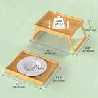 Round Side Table for Small Spaces，Bamboo Bed Tray Table with Foldable Legs