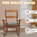 Kids Rocking Chair Toddler Wooden Indoor for Child Comfy Recliner Rocker for Baby Ages 3-6 Outdoor Lounge Children Playroom Anti-Tip Design Safe & Sturdy Brown