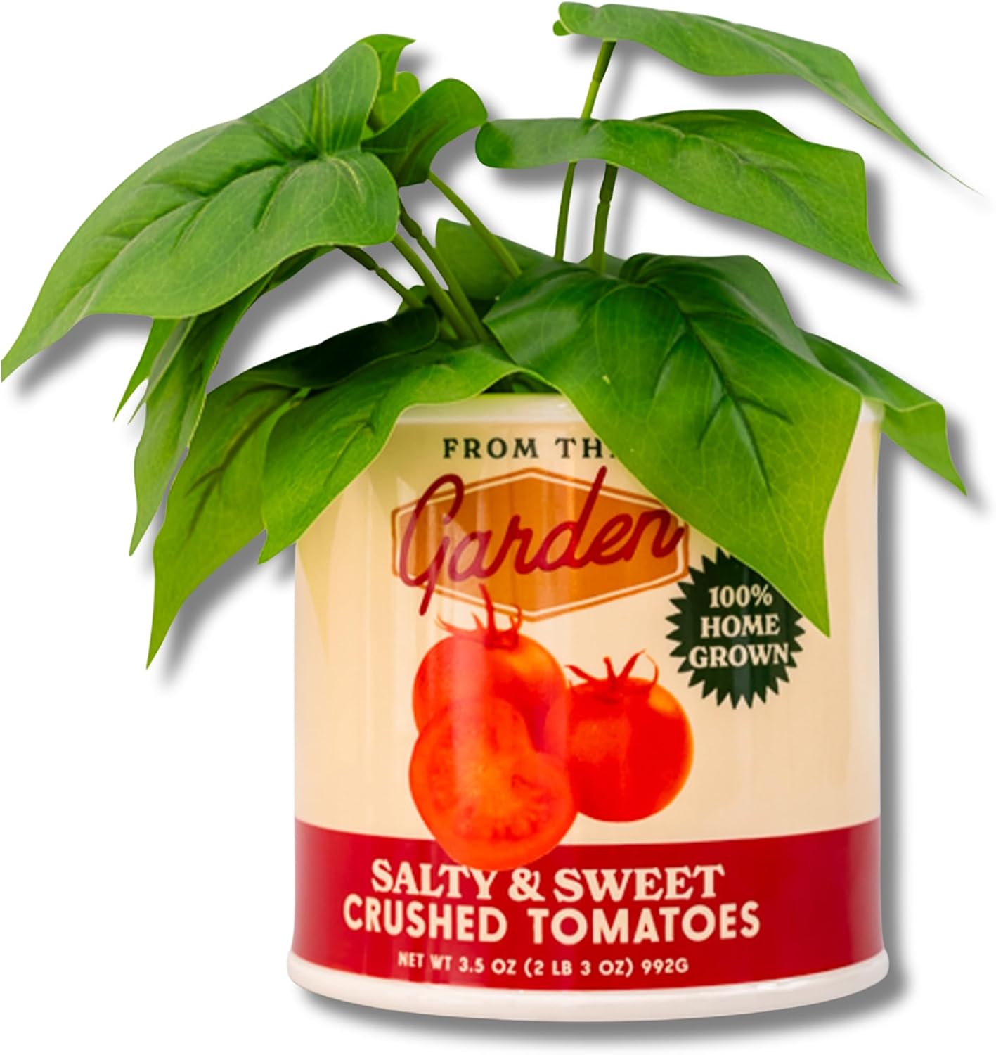 ban.do Vintage Inspired Ceramic Tomato Can Vase | Decorative Ceramic 5.7" x 6" Planter, Large Flower Vase and Utensil Holder, Unique Tomato Can Decor for Home and Kitchen