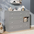 Kids Dresser Cabinet with 6 Drawers, Changing Table for Nursery with Shelf, Multi-Functional Chest of Drawers, Kids Bedroom Furniture, Nightstand for Children's Room, Grey