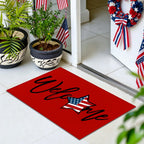 Patriotic 4th of July Doormat Red American Flag Stars,Independence Day Home Decor Memorial Day Doormat Anti-Slip Rubbe for Indoor Outdoor Decorations 17x29 Inch