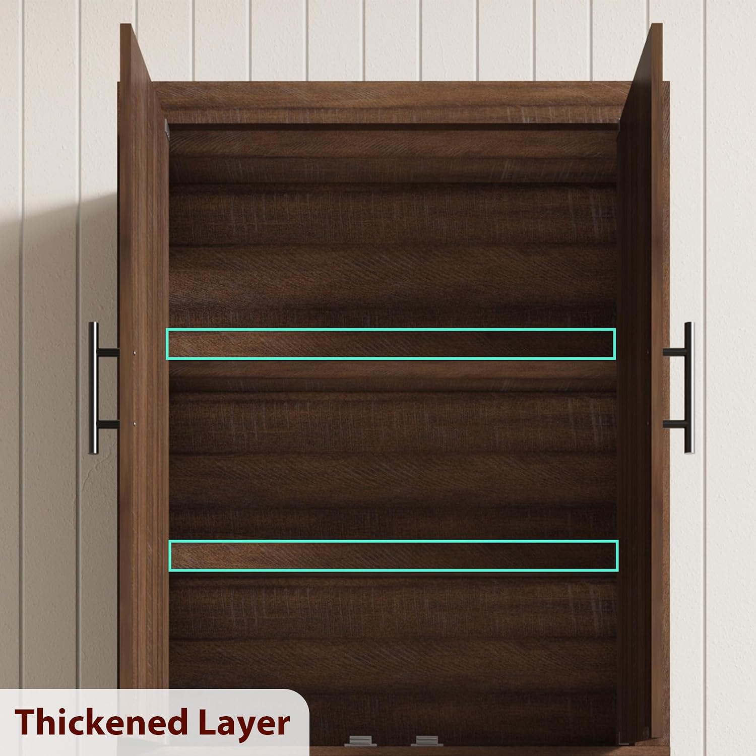 Takywep 70.45” Tall Farmhouse Kitchen Pantry Cabinet, Wood Storage Cabinet with 4 Doors & Adjustable Shelves, Anti-Tip Design, Sturdy Bookcase for Kitchen/Dining/Office, Walnut