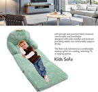 Cartoon Green Dinosaur Kids Sofa, Foldable Toddler Chair with Wide Handle, Soft Breathable Mini Couch for Reading, Relaxing, Sleeping (Folding in Thirds)