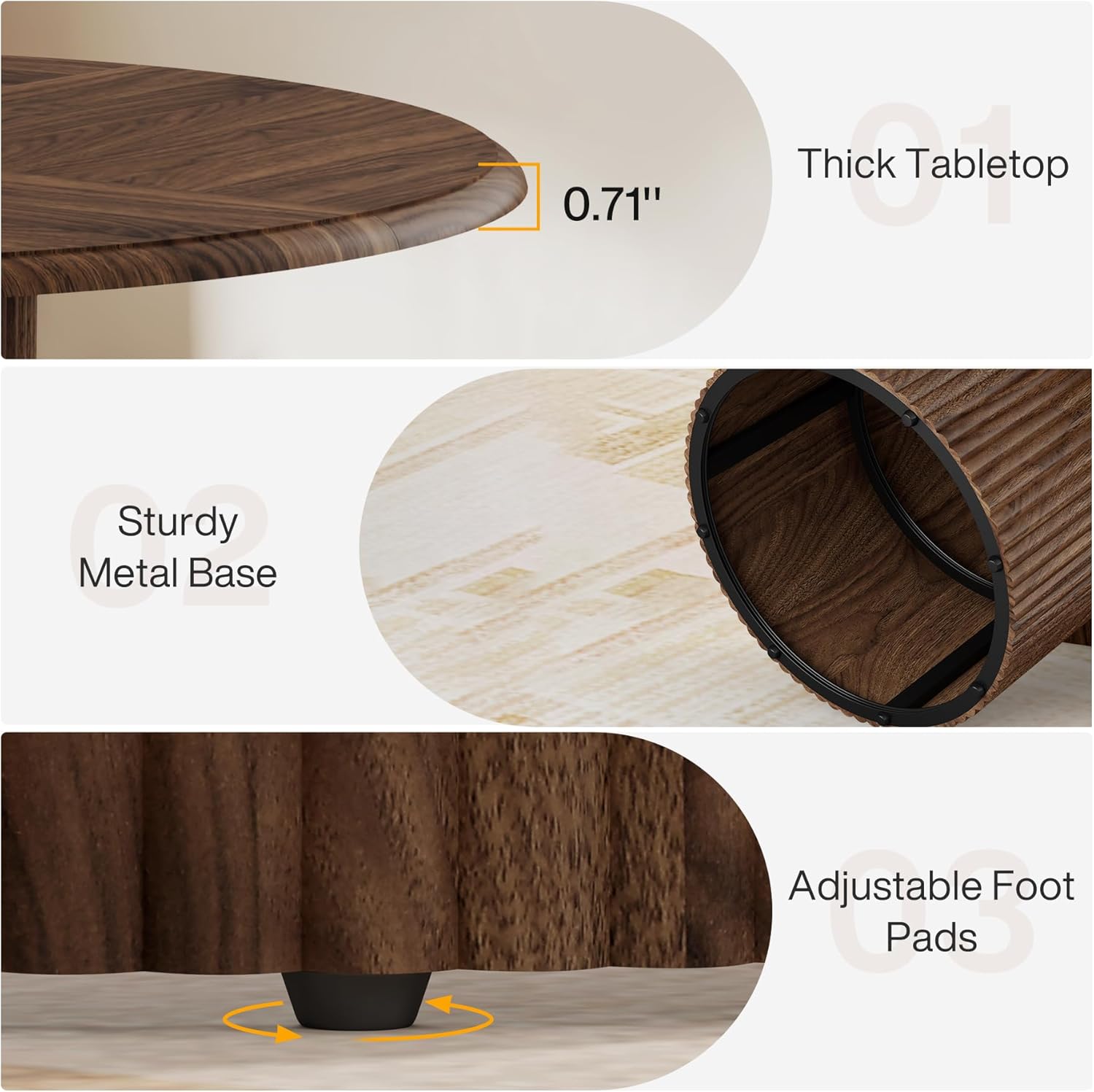 Tribesigns 47" Round Dining Table for 4, Farmhouse Kitchen Table with Metal Base, Modern Small Dinner Table for Dining Room,Kitchen (Chairs Not Included)