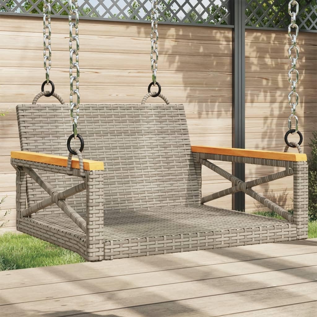 Patio Swing Bench Gray,Modern Patio Swing Bench for One Person Stylish Synthetic Rattan Outdoor Furniture with Comfort Design Patio Furniture