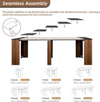 20"-118" Extendable Dining Table for 2-12 People, Modern Modular Extension Table, Space-Saving Extra Long Multifunctional Folding Dining Table, Walnut&Black