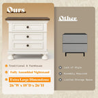 AMERLIFE Fully Assembled Nightstands Set of 2, Solid Wood End Tables | 26" Extra Large Beside Table with 2 Storage Drawers, Traditional Bedside Cabinet for Bedroom, White