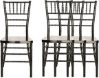 Set of 4 Black Stackable Chiavari Chairs, Modern Dining Chair, Accent Chair, PP Ghost Chairs for Outdoor Banquet Wedding Party Event Reception
