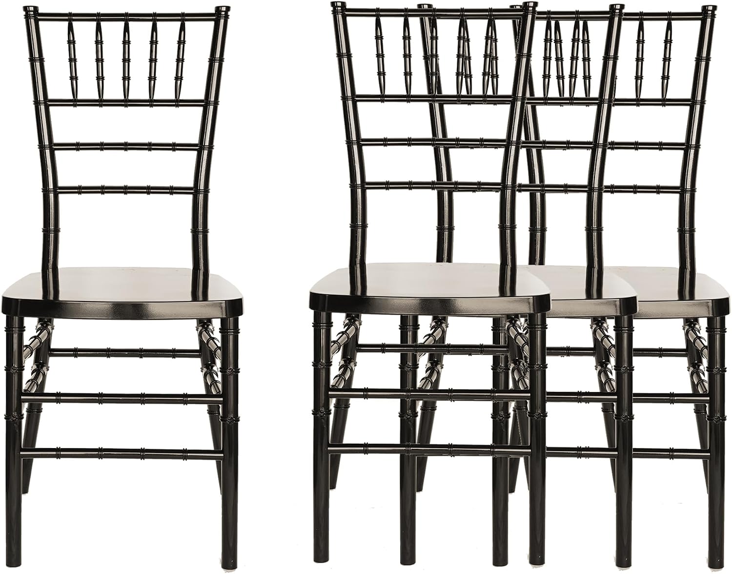 Set of 4 Black Stackable Chiavari Chairs, Modern Dining Chair, Accent Chair, PP Ghost Chairs for Outdoor Banquet Wedding Party Event Reception