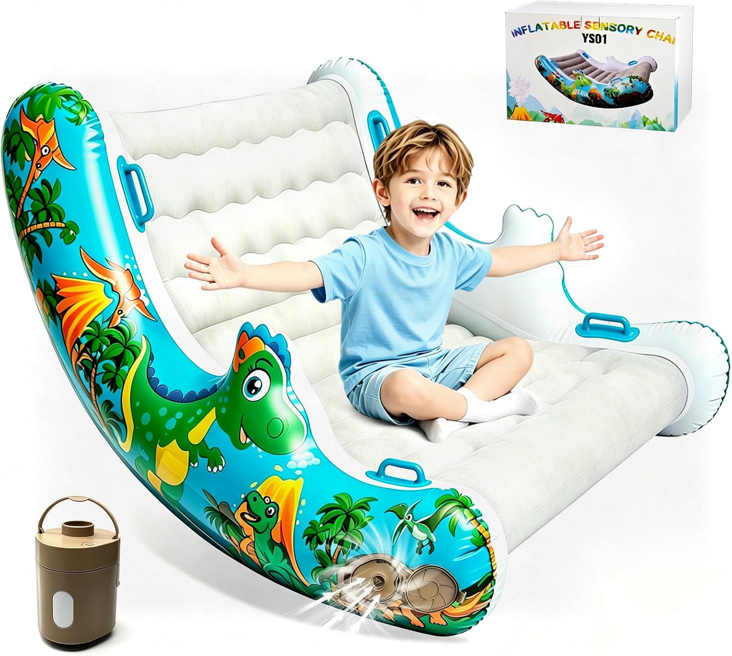 Sensory Inflatable Rocking Chair-Toddler Inflatable Rocking Chair for Sensory Needs, ADHD & Calming, Built in dual function air pump, Autism Sensory Products for Sensory Room, Ideal Gift for BoysGirls