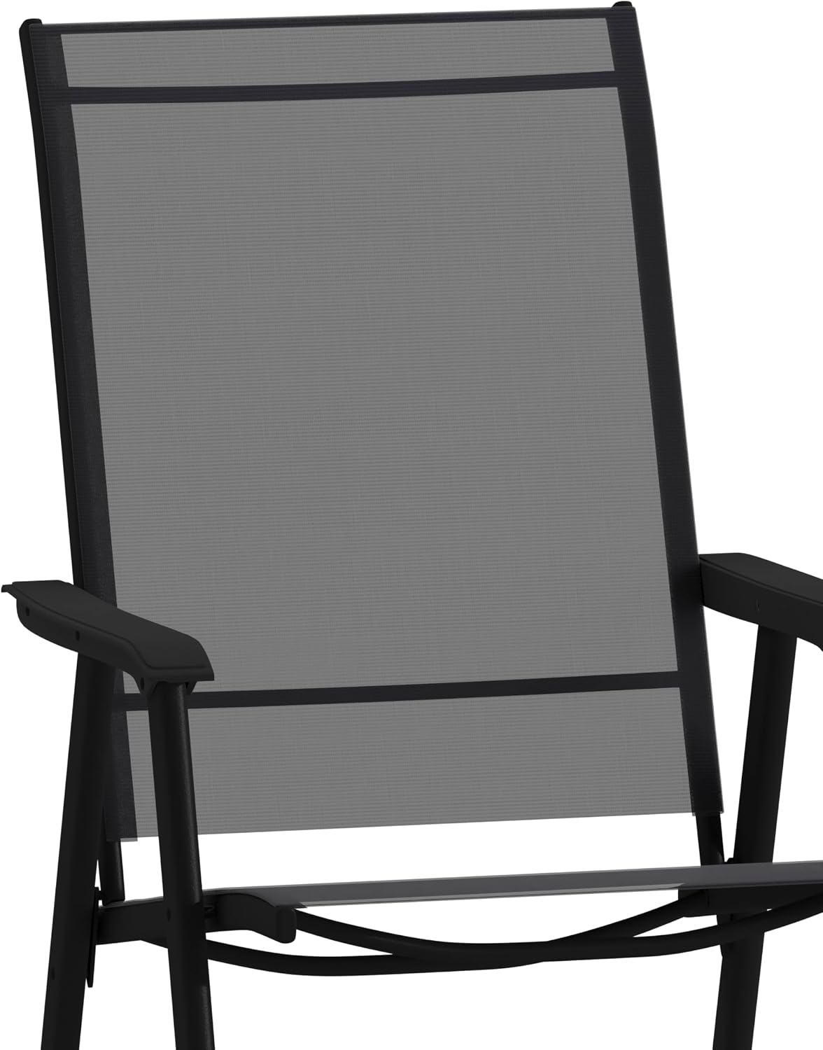 Flash Furniture Paladin Black Outdoor Folding Patio Sling Chair with Black Frame (2 Pack)