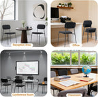 Sidanli Stackable Waiting Room Chairs, Armless Upholstered Guest Chairs Set of 4 with Comfotable Cushion for Conference Reception Break Room Lobby, Black