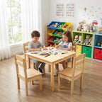 Costzon Kids Table and Chair Set, 5 Piece Wood Activity Table & Chairs for Children Arts, Crafts, Homework, Snack Time, Preschool Furniture, Gift for Boys Girls, Toddler Table and Chair Set (Natural)