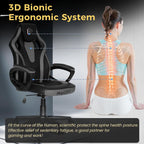 HapGIFT Office Chair, Home Office Chair with Link Armrest, Height Adjustable Computer Chair, Ergonomic PC Work Chair for Adults Teens, PU Leather Gaming Chairs, Gift, 300LBS (BLACK GREY)