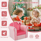Costzon Kids Pink Couch, Children's Sofa Upholstered Armchair with Velvet Surface & High-Density Sponge, Lightweight Preschool Toddler Chair for Boys Girls, Bedroom Playroom Gift Presents