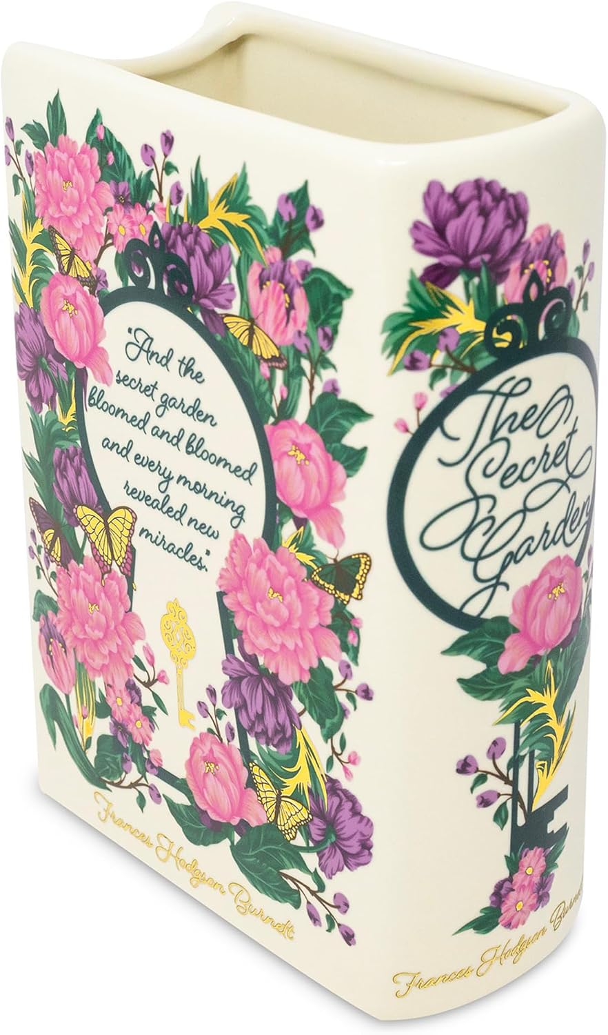Steel Mill & Co Original Large Book-Shaped Decorative Vase, Ceramic Vases for Home Decor, Cute Bookshelf Decor, Unique Vase for Book Lovers (The Secret Garden - Collector's Edition)