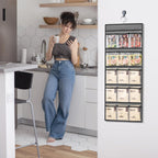 2 Pcs Hanging Tea Bag Organizer Coffee Packet Holder Tea Storage Organizer Multi-Functional Kitchen Organizer with 15 Clear Pockets (Grey)