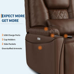 Garvee Power Lift Recliner Chair Sofa, PU Leather Reclining with Charging Ports, Cup Holders, Electric Stand Assist for Elderly, Home Theater Seating with Remote for Living Room, Brown