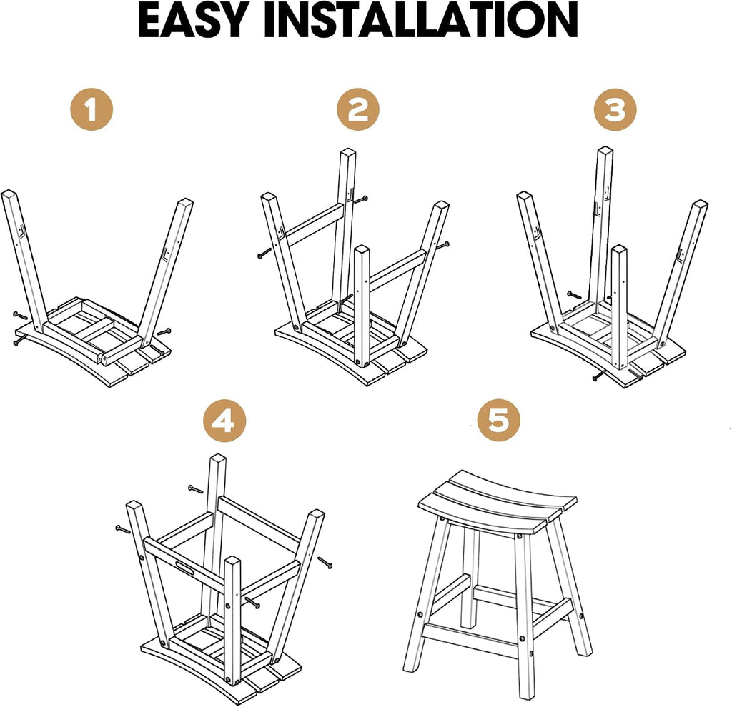 Ciokea 2 Set 29" Outdoor Bar Stools Heavy Duty HDPE Outdoor Stools Waterproof Weatherproof Patio Seats Modern Bar Height Tall BarStools for Bar Deck Balcony Kitchen Yard, White