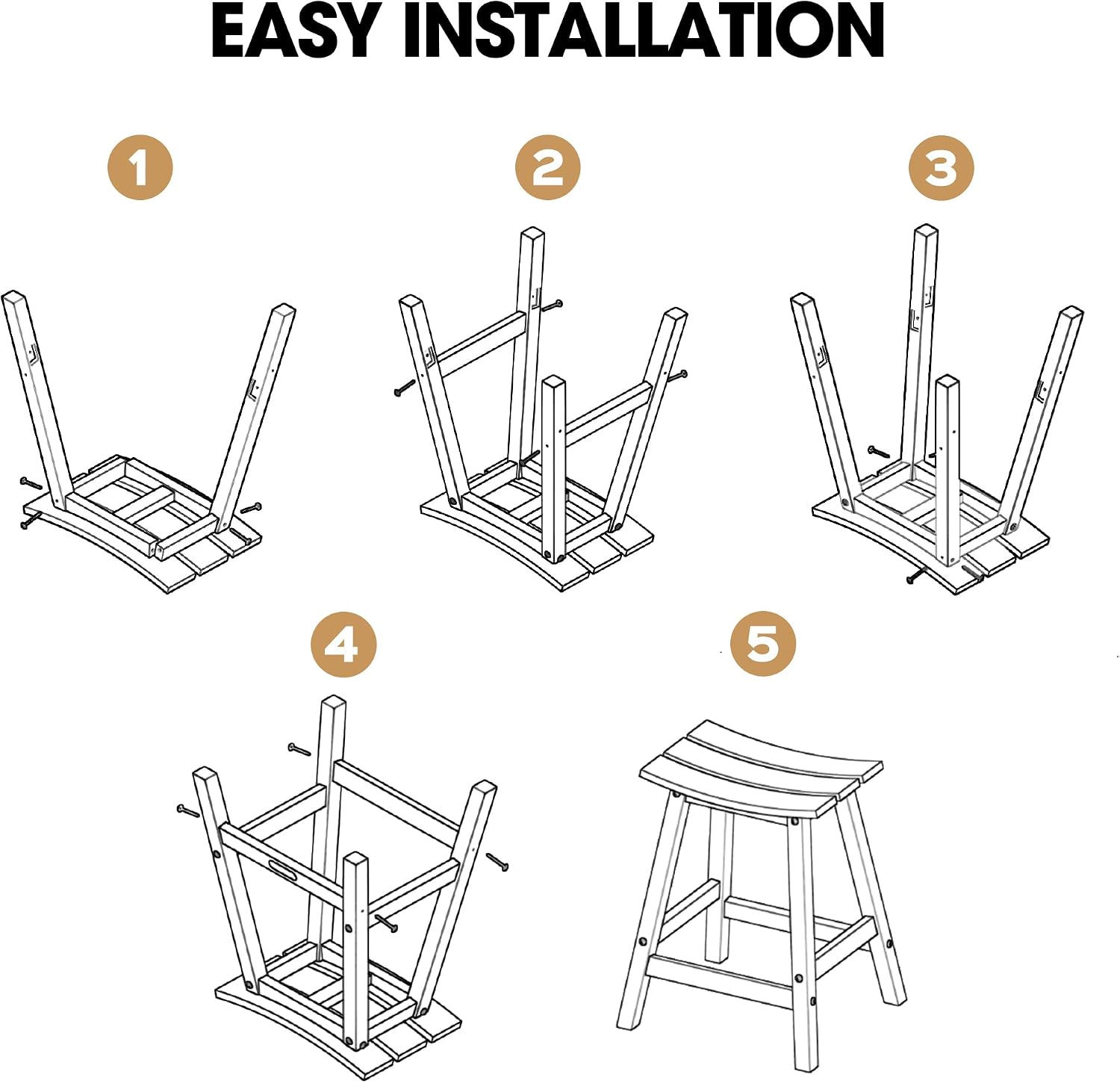 Ciokea 2 Set 29" Outdoor Bar Stools Heavy Duty HDPE Outdoor Stools Weatherproof Waterproof Patio Seats Modern Bar Height Tall BarStools for Bar Deck Balcony Kitchen Yard, Black