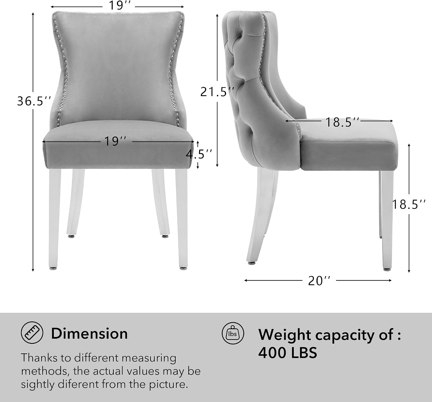 Velvet Dining Chairs Set of 4, Upholstered Tufted Backrest Sillas de Comedor, Luxurious Dining Chairs with Stainless Steel Legs, Modern Seating for Kitchen, Bedroom & Living Room