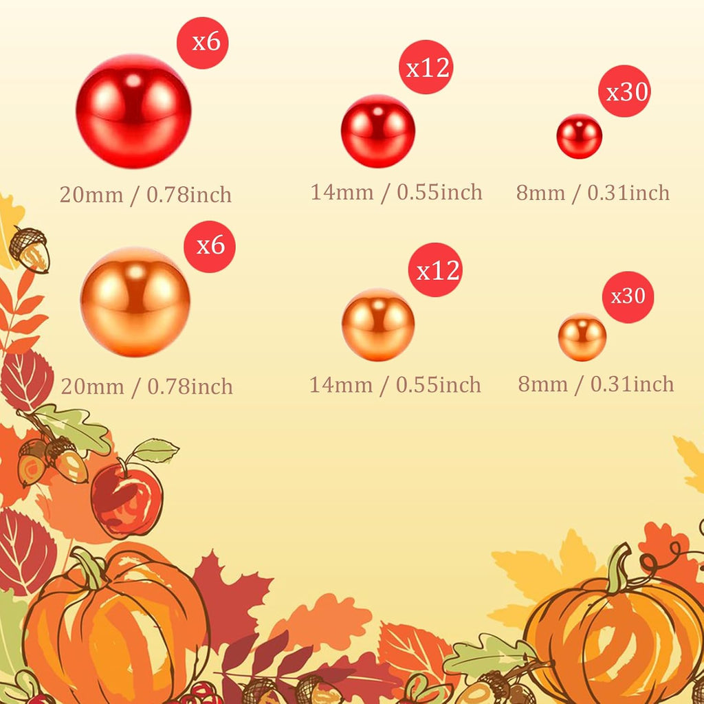 132Pcs Fall Vase Filler Faux Bead Pumpkin Maple Leaves Acorns Thanksgiving Vase Fillers for Centerpieces Thanksgiving Fall Table Party Decoration