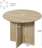 LITTLE TREE Round Dining Table for 4-6 People, Modern Wooden Kitchen Table with Pedestal Base, Small Dinner Table for Dining Room, Kitchen, Living Room