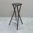 Folding Bar Stool, 24 /28 Inch Heavy-Duty Padded Portable Tall Chair Stool, Backless Counter Height Bar Stool with 225lb Capacity for Kitchen, Recreation Room, or Game Room ( Color : Black , Size : 70