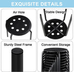 Tuanse 10 Pcs Stacking Stools Set with Metal Frame 17.72'' Portable Stackable Plastic Backless Stool with Round Top for Adult Office Home Kitchen(Black)