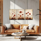 TTHYUEWS Boho Wall Decor for Bedroom Canvas Wall Art for Living Room Office Decorations Flowers Wall Pictures Watercolour Paintings Artwork Modern Aesthetic Bathroom Home Decor 3 Piece Ready To Hang