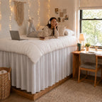 36'' Twin XL Dorm Bed Skirt, 3-Sided | Dust Ruffle With Platform Design, Long Drop, Wrinkle Resistant and Machine Washable, Hides Underbed Storage
