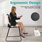 KLASIKA Stackable Waiting Room Chair, Stacking Office Chair with Ergonomic Lumbar Support and Metal Legs, Plastic Desk Chairs for Conference School Church Guest Reception Set of 12, Black