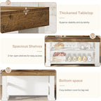 Tribesigns 55" Kitchen Island with Seating and Storage, 3-Tier Farmhouse Wood Stationary Island Table with Large Worktop & Leg Room, Coffee Bar Table with Storage Shelves for Kitchen, White and Brown