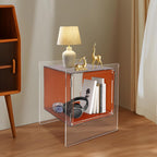 Acrylic End Table, 18.11" L X 15.75" W X 21.65" H Acrylic Night Stand, 22.05 Lbs Load-Bearing Capacity Coffee Table for Living Rooms, Bedrooms, Offices(Dark Brown)
