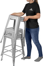Sunjoy Group (#S-DNC1267PST) Stackable Metal Barstool, Silver, 26", Pack of 2
