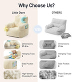 little dove Bean Bag Chairs for Kids, Comfy Bean Bag Chair with 2 Plush Toys, Toddler Chair with Pocket, Stuffed Lazy Sofa with Filler for Boys and Girls, Kids Chairs for Gaming, Reading, Beige
