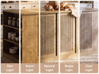 Tribesigns 71" Kitchen Island with Storage and Seating, Wooden Stationary Kitchen Bar, Large Island Table with Slatted Doors Cabinet & 6 Open Shelves, Farmhouse Style for Apartment & Home