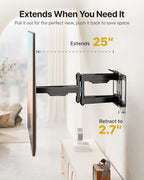 monTEK Full Motion TV Wall Mount for 50-100 Inch Large TVs up to 165 lbs, Long 25" Extension Articulating TV Mount Bracket for Off-Center Wood Studs 16" 18" 24", Max VESA 800x600