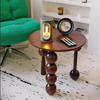 Vintage Solid Wood Side Table, Round Creative Sofa End Table with Unique Globe Legs,Multi-Functional Small Coffee Table Home Decor End Table for Living Room,Bedroom and Balcony