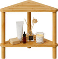 Corner Shower Stool for Shaving Legs, Corner Organizer | Waterproof, Durable, Bamboo, 2-Tier, Easy Assembly