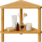 Corner Shower Stool for Shaving Legs, Corner Organizer | Waterproof, Durable, Bamboo, 2-Tier, Easy Assembly
