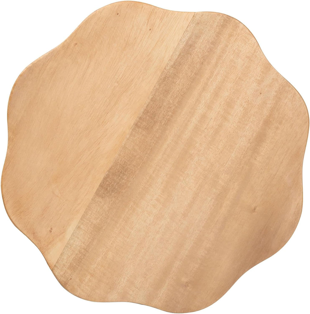 Bali & pari Sino Acacia Wood Multipurpose Accent Stool - Sculptural End Table with Wavy Tripod Base for Living Room, Bedroom or Dining Room