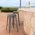 FDW Counter Height Bar Stools Set of 4 Bar Stools 30 Inches Metal Stool Patio Stool Stackable Barstools Kitchen Counter Stool Indoor/Outdoor Stool Metal Bar Stools Moden Dining Chairs, Bronze