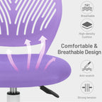 FurnitureR Purple Armless Desk Chair, Ergonomic Swivel Study Chair with Mesh Seat & Rolling Wheels, Lightweight Cute Task Chair for Creating a Cozy & Inspiring Kids’ Study Space — A Lovely Gift Choice