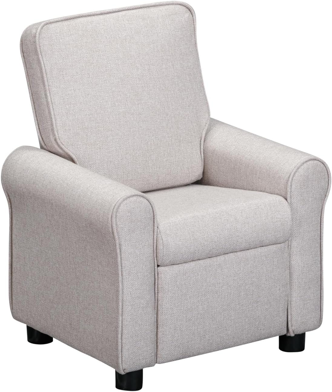Olive & Opie Jordan Kids/Toddler Push Back Recliner Chair, Lounge Sofa for Boys & Girls Ages 3 and Up, Soft Upholstery, Greige