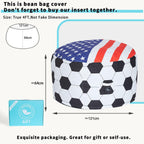 4FT Soccer Football Bean Bag Chair with Printed Flag Bean Bag Cover for Adults&Kids,2026 World Cup USA Fan Large Memory Foam Beanbags Ideal for Game Day & Living Room Bedroom