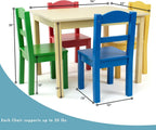 Humble Crew Kids Wooden Table and 4 Chairs Set, Natural/Primary - Kids Table and Chair Set for Toddlers and Children for Arts, Crafts, and Snack Time - Sturdy, Durable Toddler Activity Table