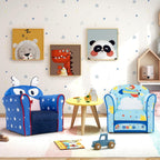 HONEY JOY Kids Couch, Toddler Sofa Armchair with Flyman Pattern, Children Mini Playroom Furniture, Sturdy Wooden Construction, Baby Small Armrest Chair, Lightweight Kids Sofa for Boys Girls (Blue)